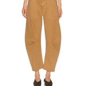 Nili Lotan Shon Curved Leg Pants in Camel/Tan